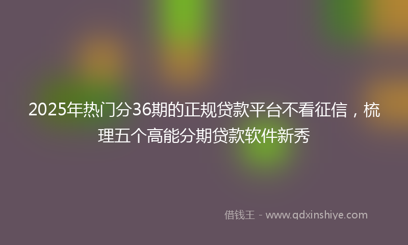 2025年热门分36期的正规贷款平台不看征信，梳理五个高能分期贷款软件新秀