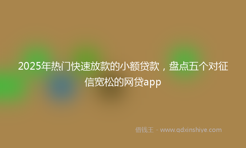 2025年热门快速放款的小额贷款，盘点五个对征信宽松的网贷app