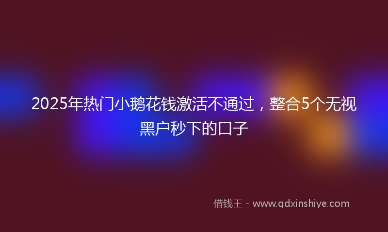 2025年热门小鹅花钱激活不通过，整合5个无视黑户秒下的口子