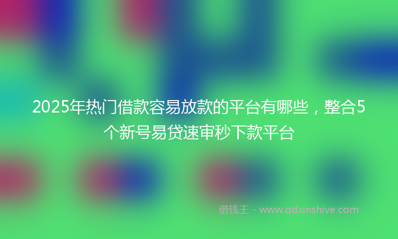 2025年热门借款容易放款的平台有哪些，整合5个新号易贷速审秒下款平台
