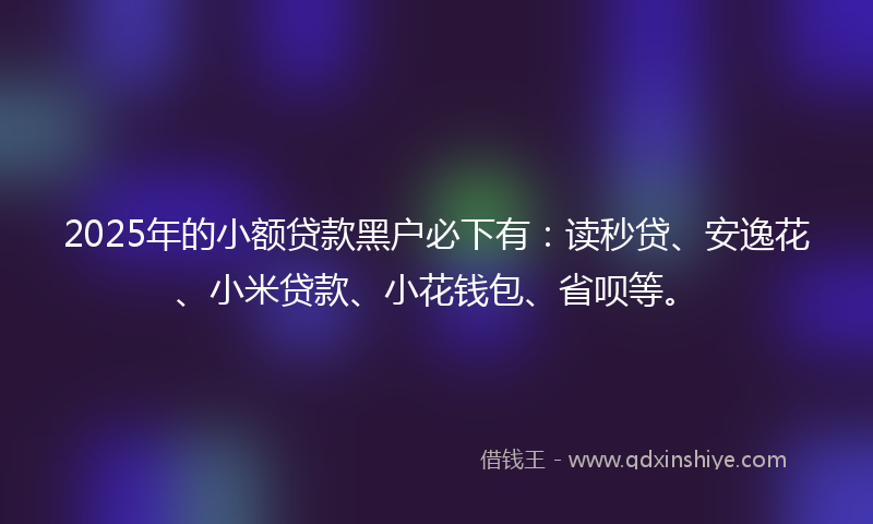 2025年的小额贷款黑户必下有：读秒贷、安逸花、小米贷款、小花钱包、省呗等。