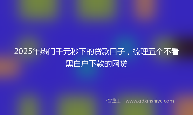 2025年热门千元秒下的贷款口子，梳理五个不看黑白户下款的网贷