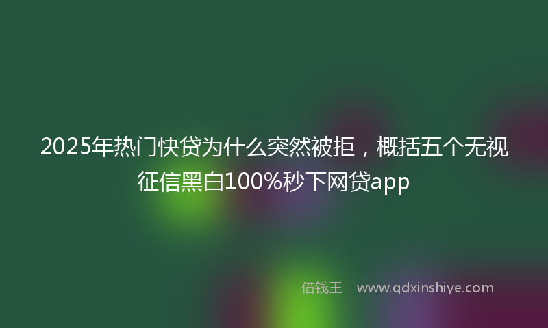 2025年热门快贷为什么突然被拒，概括五个无视征信黑白100%秒下网贷app