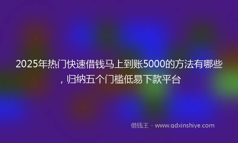 2025年热门快速借钱马上到账5000的方法有哪些，归纳五个门槛低易下款平台