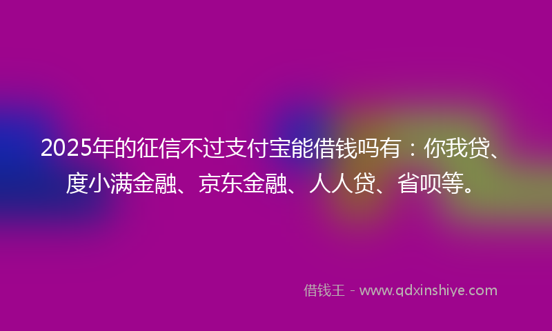 2025年的征信不过支付宝能借钱吗有：你我贷、度小满金融、京东金融、人人贷、省呗等。