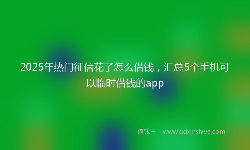 2025年热门征信花了怎么借钱，汇总5个手机可以临时借钱的app
