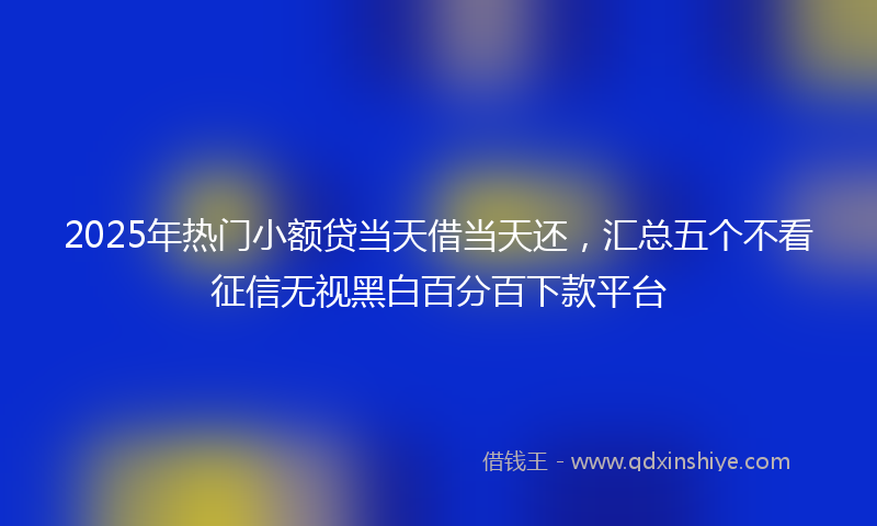 2025年热门小额贷当天借当天还，汇总五个不看征信无视黑白百分百下款平台