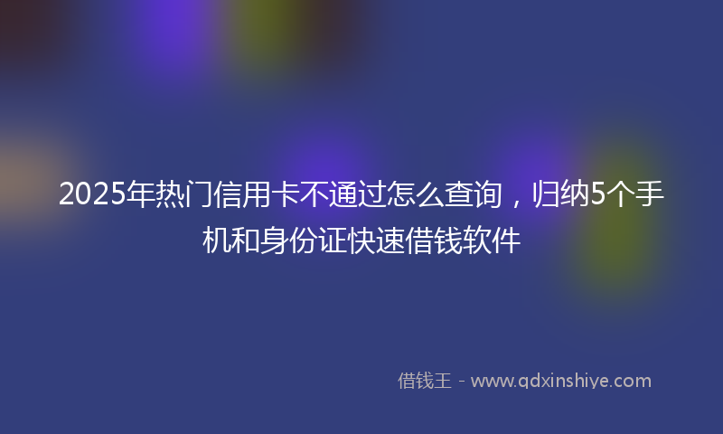 2025年热门信用卡不通过怎么查询，归纳5个手机和身份证快速借钱软件