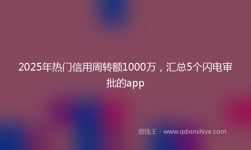 2025年热门信用周转额1000万，汇总5个闪电审批的app