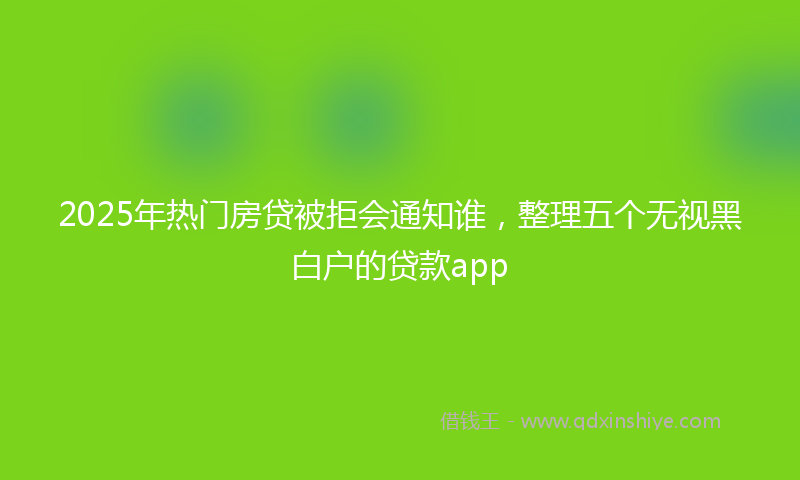 2025年热门房贷被拒会通知谁，整理五个无视黑白户的贷款app