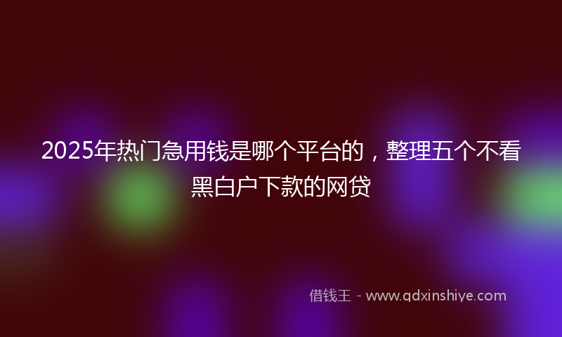 2025年热门急用钱是哪个平台的，整理五个不看黑白户下款的网贷