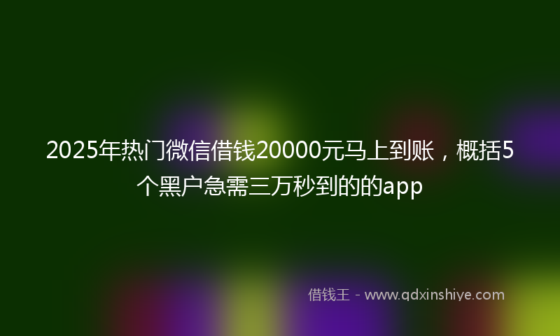 2025年热门微信借钱20000元马上到账，概括5个黑户急需三万秒到的的app