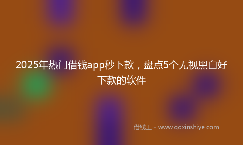 2025年热门借钱app秒下款，盘点5个无视黑白好下款的软件