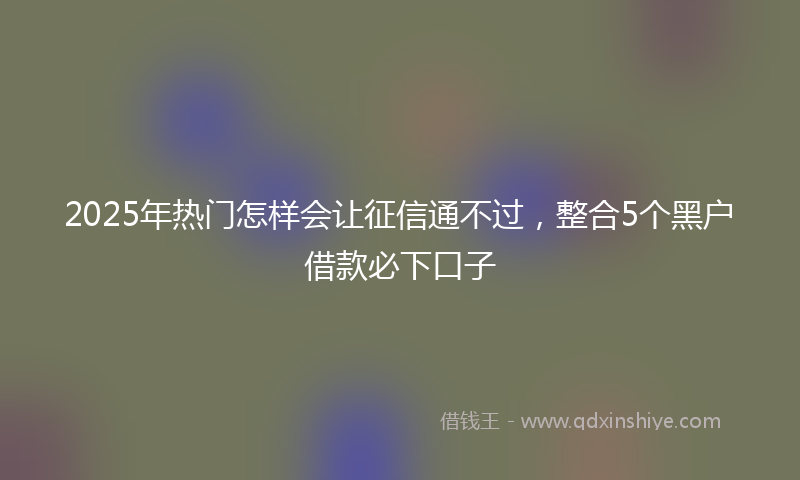 2025年热门怎样会让征信通不过，整合5个黑户借款必下口子