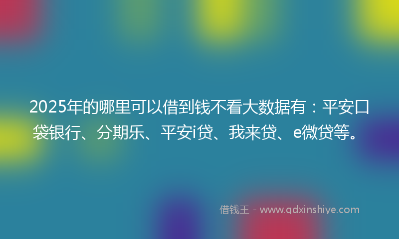 2025年的哪里可以借到钱不看大数据有：平安口袋银行、分期乐、平安i贷、我来贷、e微贷等。
