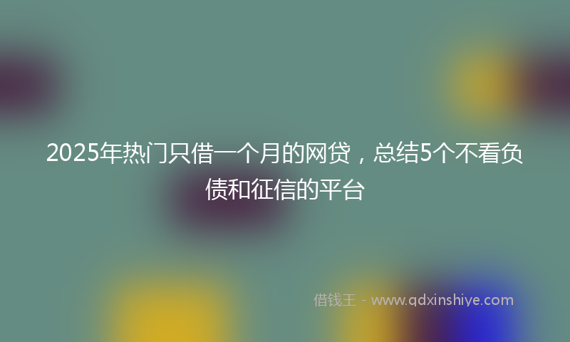 2025年热门只借一个月的网贷，总结5个不看负债和征信的平台