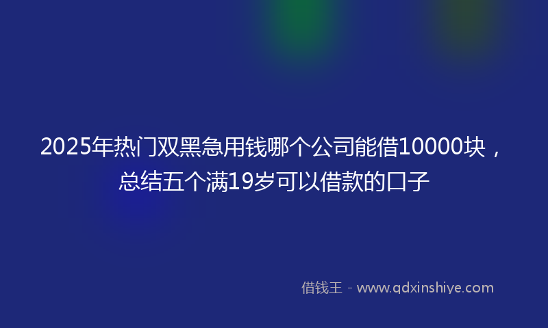 2025年热门双黑急用钱哪个公司能借10000块，总结五个满19岁可以借款的口子