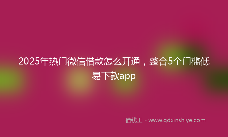 2025年热门微信借款怎么开通，整合5个门槛低易下款app
