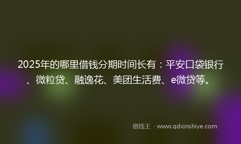 2025年的哪里借钱分期时间长有：平安口袋银行、微粒贷、融逸花、美团生活费、e微贷等。