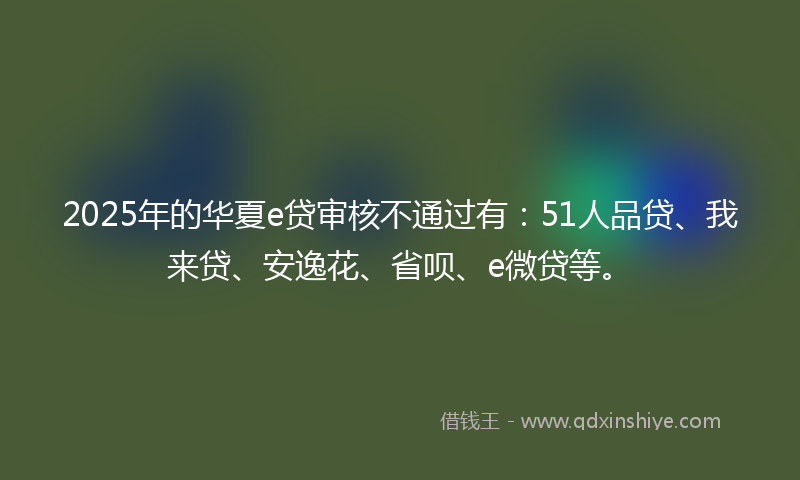 2025年的华夏e贷审核不通过有：51人品贷、我来贷、安逸花、省呗、e微贷等。