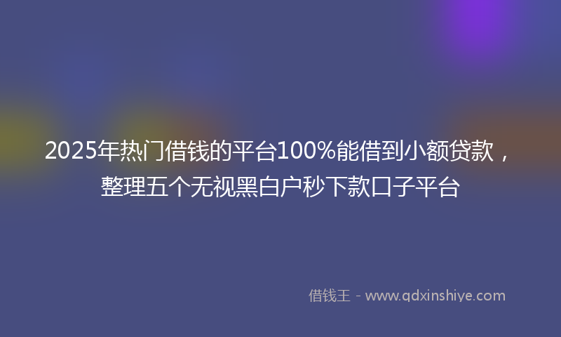2025年热门借钱的平台100%能借到小额贷款，整理五个无视黑白户秒下款口子平台