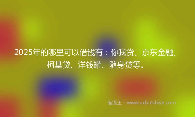 2025年的哪里可以借钱有：你我贷、京东金融、柯基贷、洋钱罐、随身贷等。