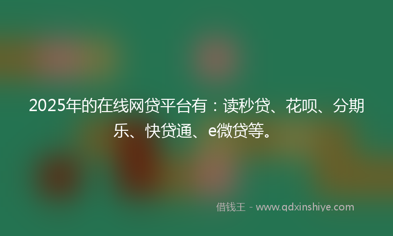 2025年的在线网贷平台有：读秒贷、花呗、分期乐、快贷通、e微贷等。