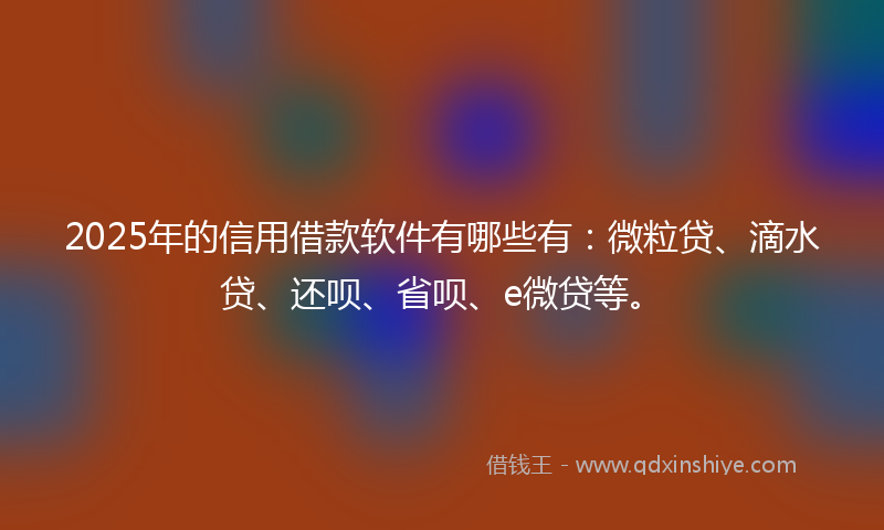2025年的信用借款软件有哪些有：微粒贷、滴水贷、还呗、省呗、e微贷等。