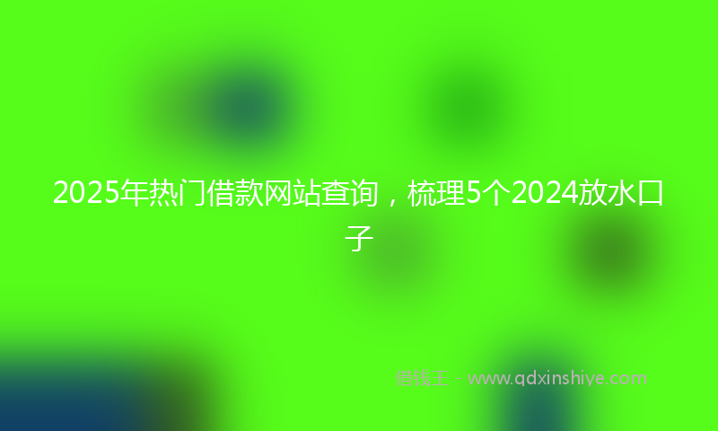 2025年热门借款网站查询，梳理5个2024放水口子