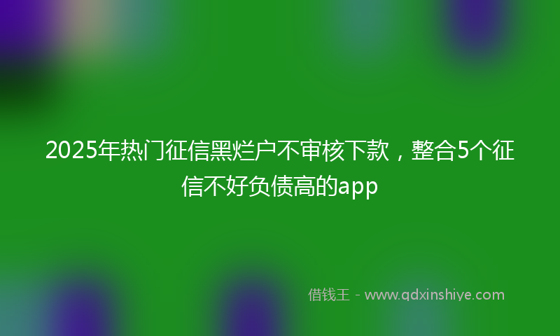 2025年热门征信黑烂户不审核下款，整合5个征信不好负债高的app