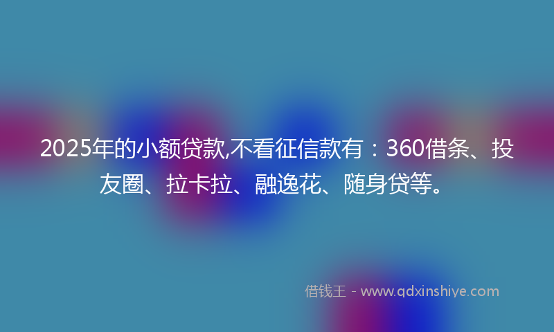 2025年的小额贷款,不看征信款有：360借条、投友圈、拉卡拉、融逸花、随身贷等。