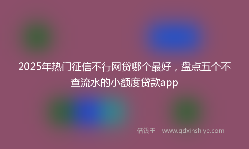 2025年热门征信不行网贷哪个最好，盘点五个不查流水的小额度贷款app
