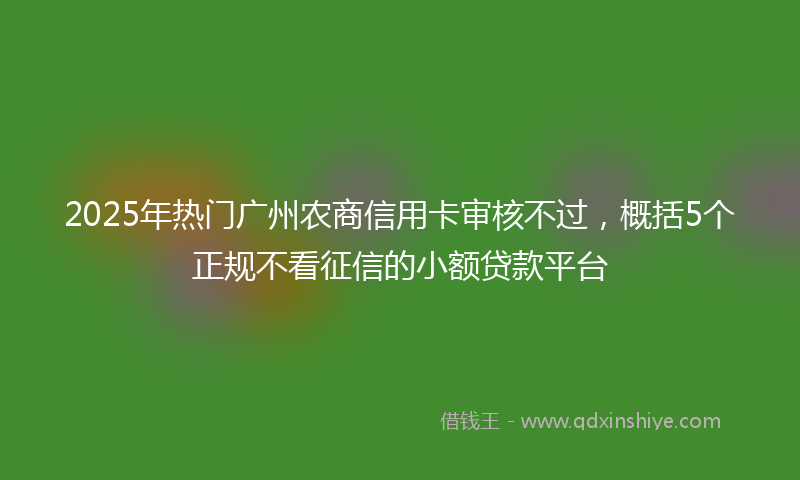 2025年热门广州农商信用卡审核不过，概括5个正规不看征信的小额贷款平台