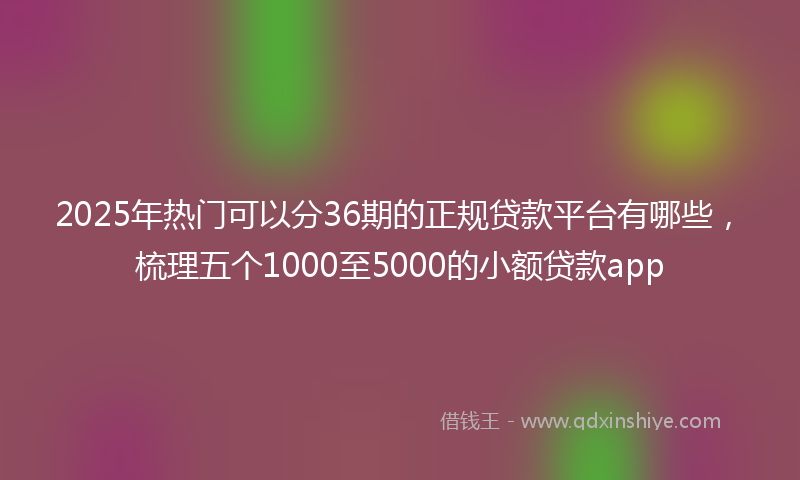 2025年热门可以分36期的正规贷款平台有哪些，梳理五个1000至5000的小额贷款app