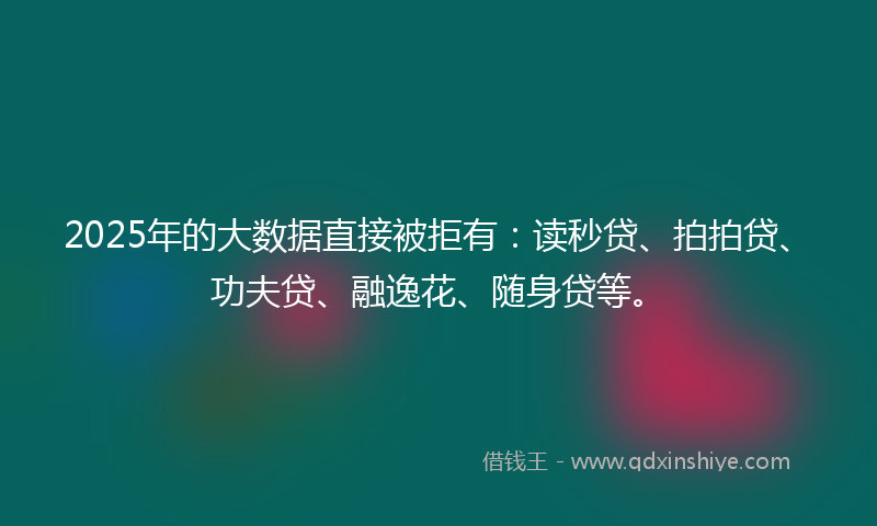 2025年的大数据直接被拒有：读秒贷、拍拍贷、功夫贷、融逸花、随身贷等。