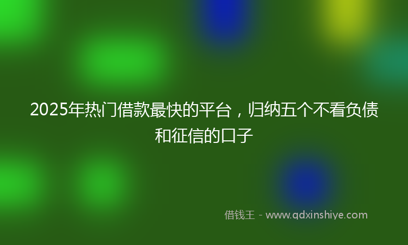 2025年热门借款最快的平台，归纳五个不看负债和征信的口子