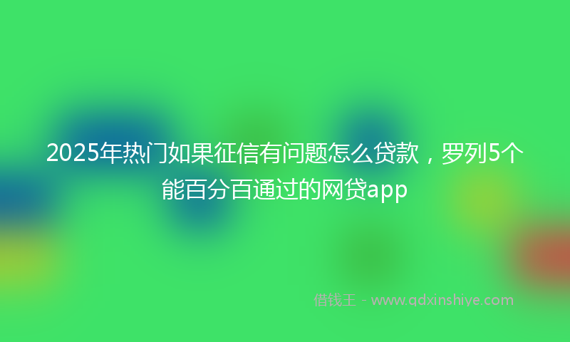 2025年热门如果征信有问题怎么贷款，罗列5个能百分百通过的网贷app
