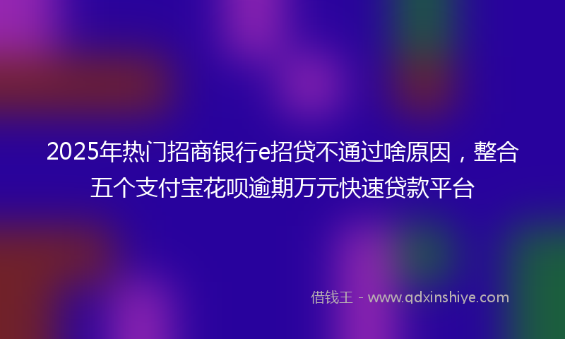 2025年热门招商银行e招贷不通过啥原因，整合五个支付宝花呗逾期万元快速贷款平台