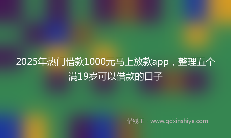 2025年热门借款1000元马上放款app，整理五个满19岁可以借款的口子