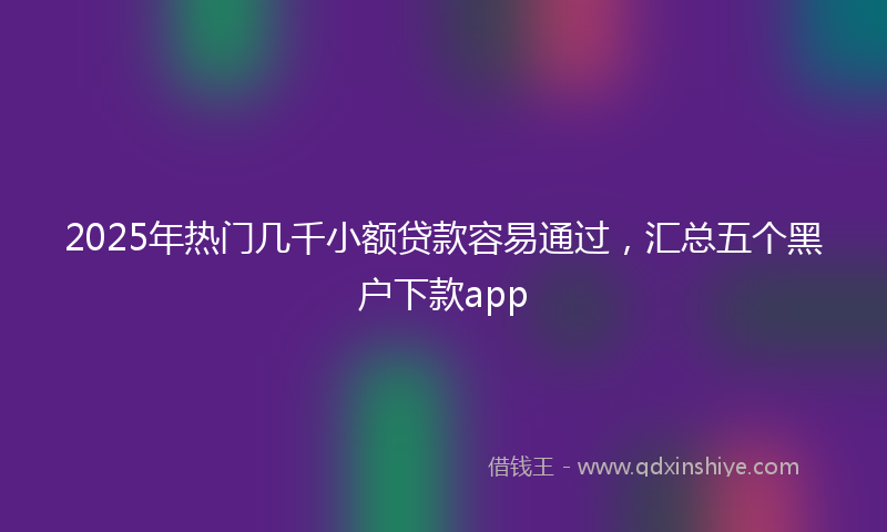 2025年热门几千小额贷款容易通过，汇总五个黑户下款app