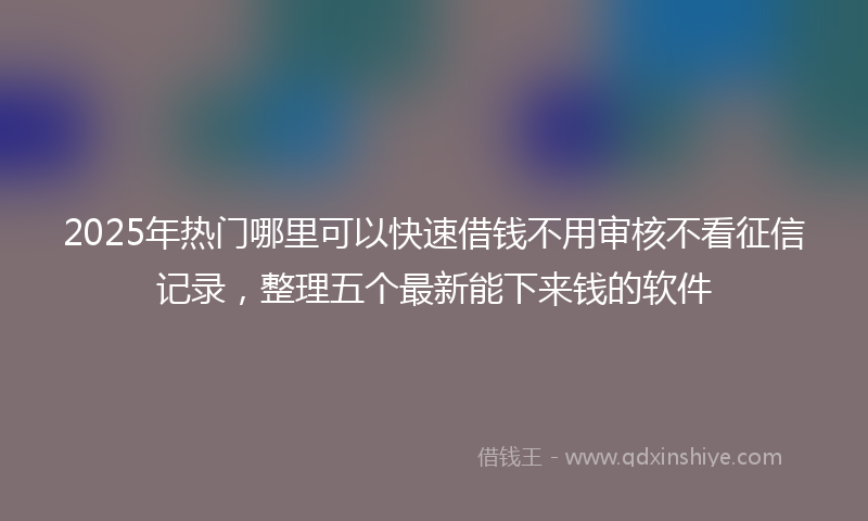 2025年热门哪里可以快速借钱不用审核不看征信记录，整理五个最新能下来钱的软件