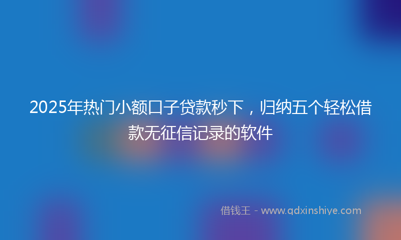 2025年热门小额口子贷款秒下，归纳五个轻松借款无征信记录的软件