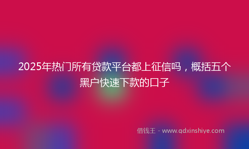 2025年热门所有贷款平台都上征信吗，概括五个黑户快速下款的口子