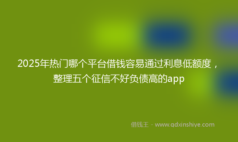 2025年热门哪个平台借钱容易通过利息低额度，整理五个征信不好负债高的app