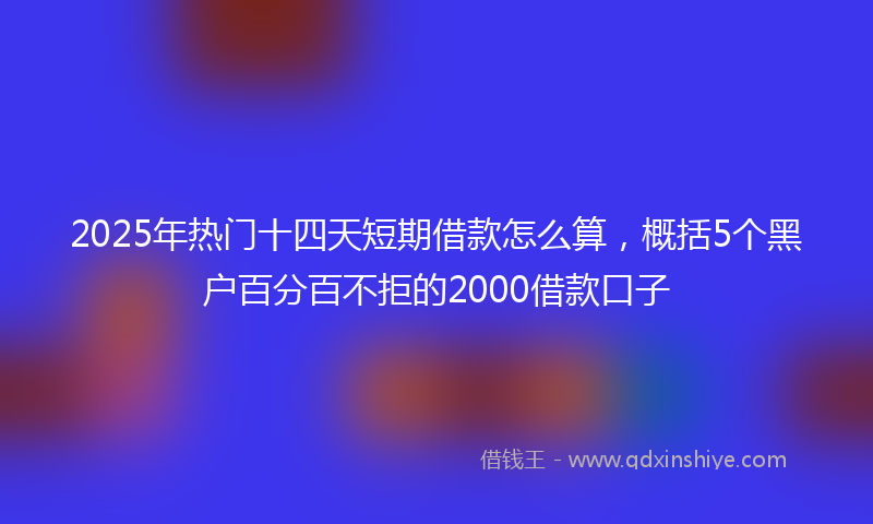 2025年热门十四天短期借款怎么算，概括5个黑户百分百不拒的2000借款口子