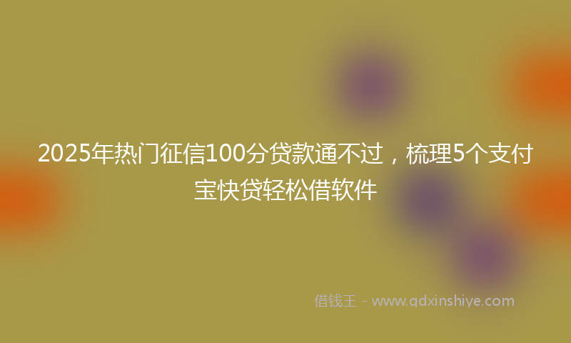 2025年热门征信100分贷款通不过，梳理5个支付宝快贷轻松借软件