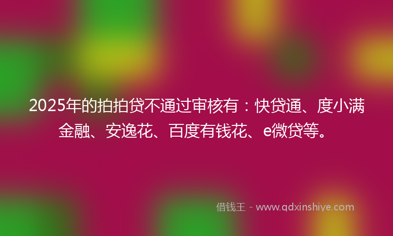 2025年的拍拍贷不通过审核有：快贷通、度小满金融、安逸花、百度有钱花、e微贷等。