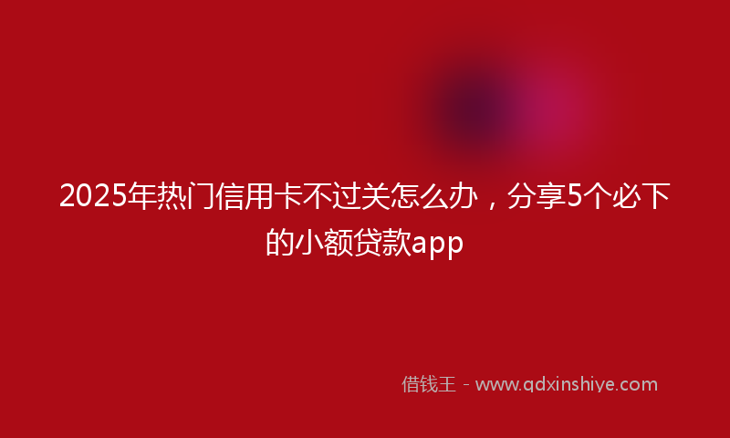 2025年热门信用卡不过关怎么办，分享5个必下的小额贷款app