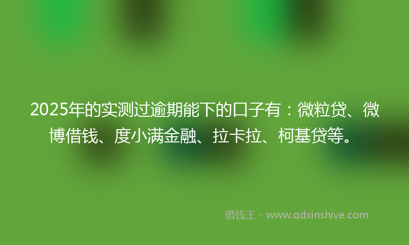 2025年的实测过逾期能下的口子有：微粒贷、微博借钱、度小满金融、拉卡拉、柯基贷等。