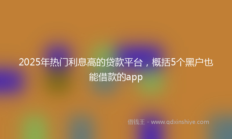 2025年热门利息高的贷款平台，概括5个黑户也能借款的app